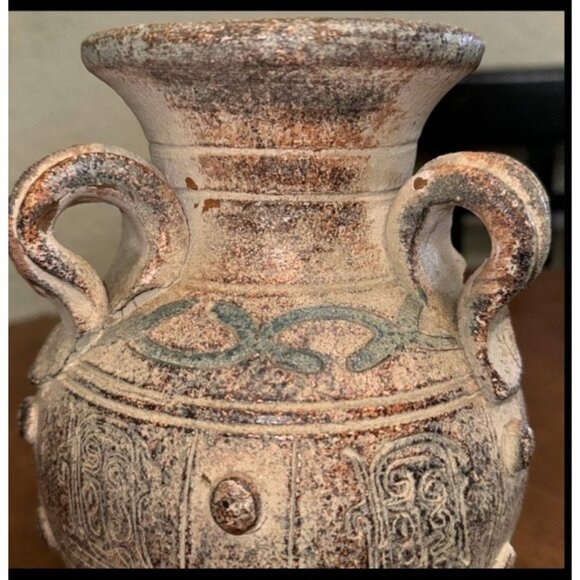 Antique-Style Ceramic Vase With Handles & Distressed Finish - Picture 6 of 10